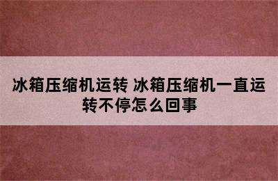 冰箱压缩机运转 冰箱压缩机一直运转不停怎么回事